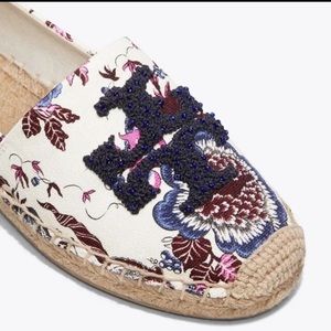 Tory Burch ELISA LOGO FLAT ESPADRILLES Happy Times Navy EMBROIDERED